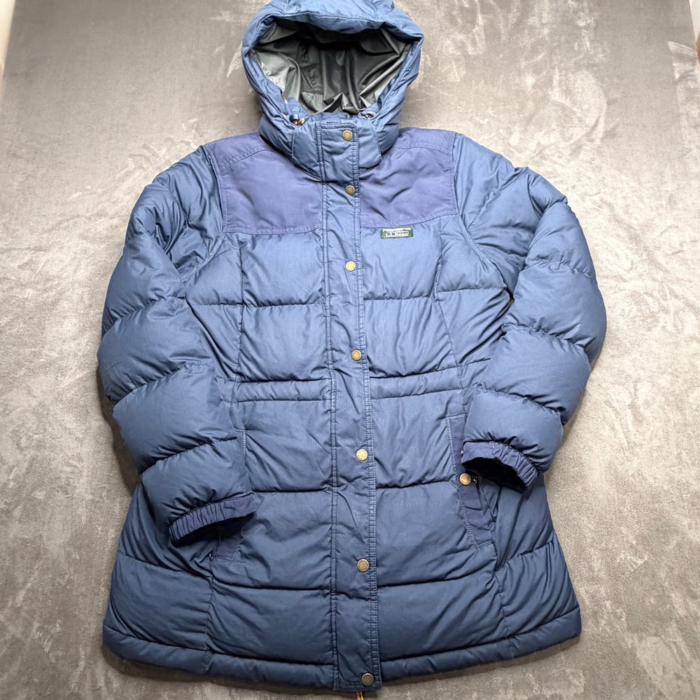 LL Bean Mountain Classic Down Parka Womens Sz M Navy Puffer Coat Outdoor Winter - Picture 4 of 13